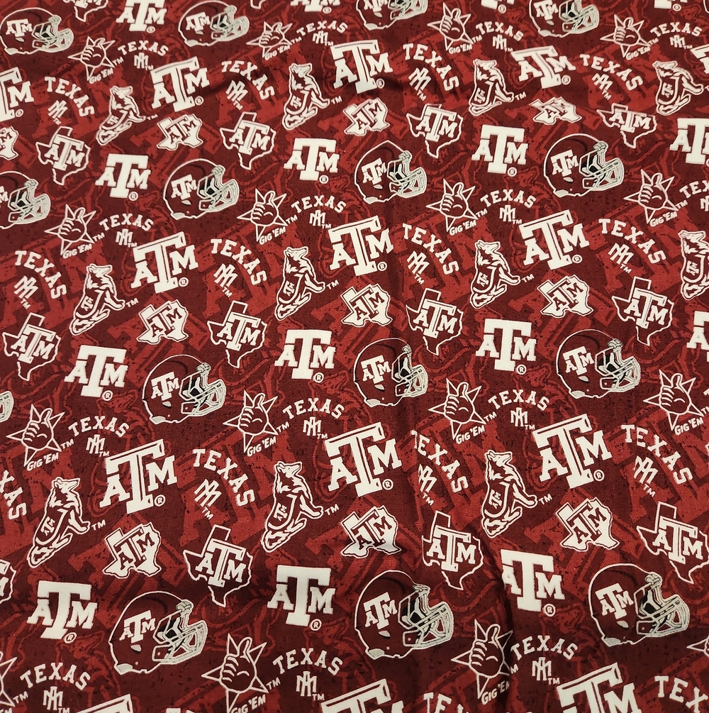 Texas A&M Maroon Logo Print Fabric